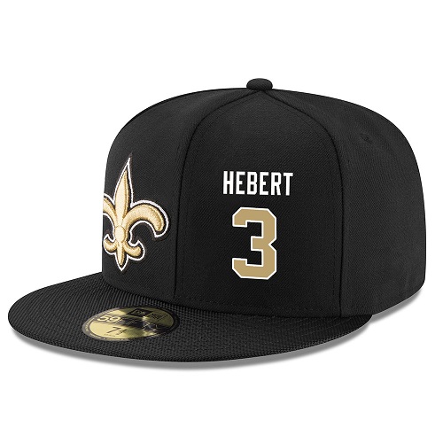 NFL New Orleans Saints #3 Bobby Hebert Stitched Snapback Adjustable Player Hat - Black/Gold